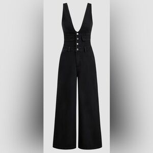 Cider v -neck button pocket wide leg jumpsuit